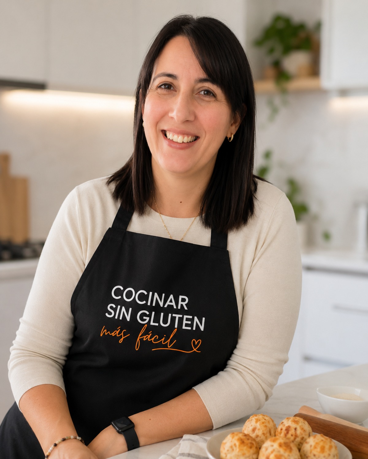 Andrea, autora de Verdadera Cocina sin Gluten, en su cocina